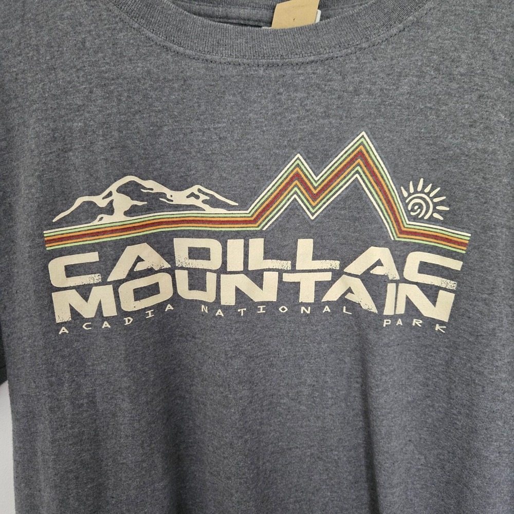 Graphic Tee Medium Cadillac Mountain Acadia Maine Gray Retro Eco-Mountain Brand - Picture 2 of 8